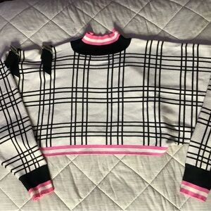 AKIRA Black and White Cowl Neck Sweater